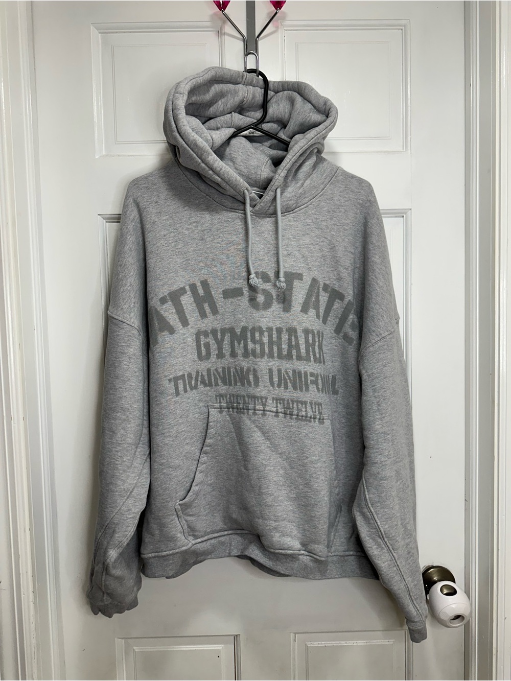 Gymshark Collegiate Heavyweight Hoodie Gray Size XXL Ath-State Training Uniform